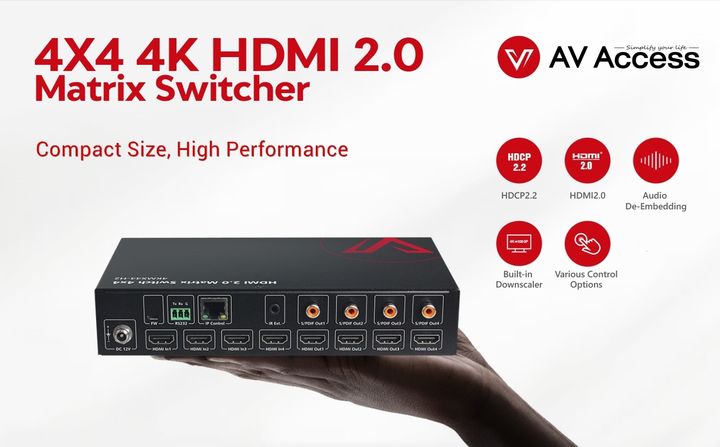 AV Access_4KMX44-H2 4x4 4K HDMI Matrix Switch_Top Banner